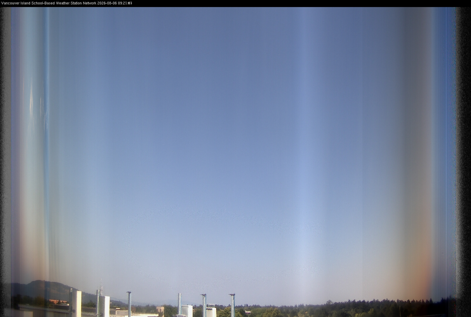 2026-08-06 image of the sky seen from UVic, each column of pixels is a different minute, keogram