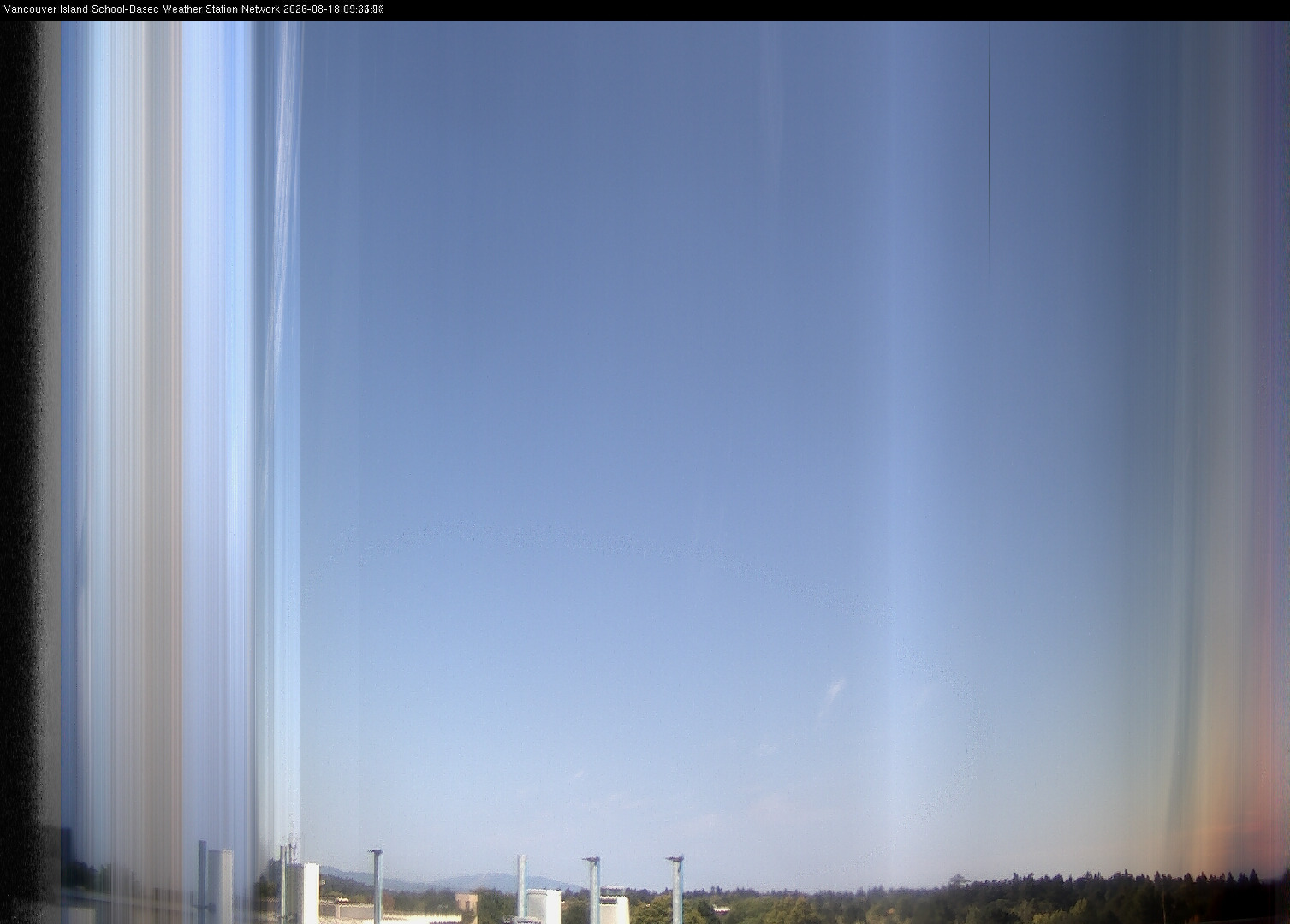 2026-08-18 image of the sky seen from UVic, each column of pixels is a different minute, keogram