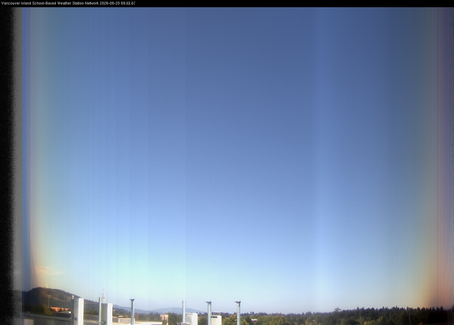 2026-08-20 image of the sky seen from UVic, each column of pixels is a different minute, keogram