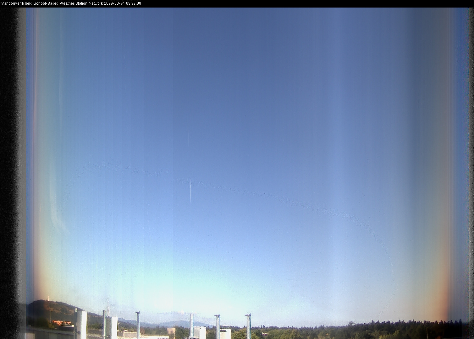 2026-08-24 image of the sky seen from UVic, each column of pixels is a different minute, keogram