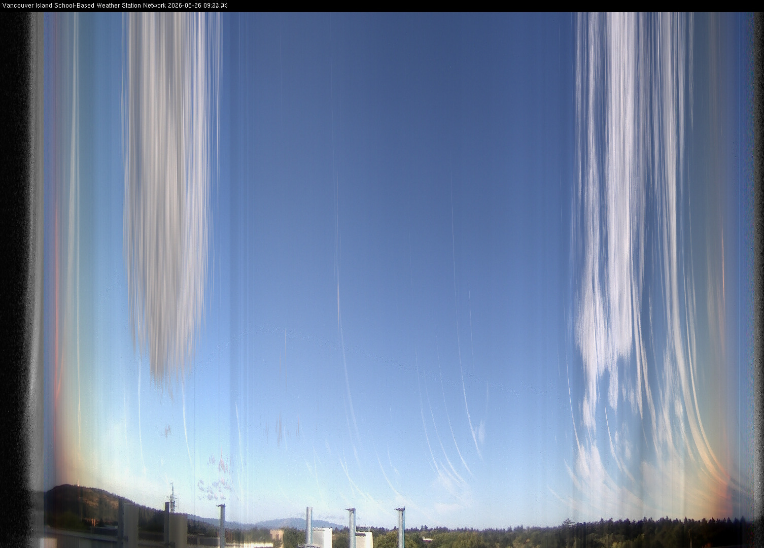 2026-08-26 image of the sky seen from UVic, each column of pixels is a different minute, keogram