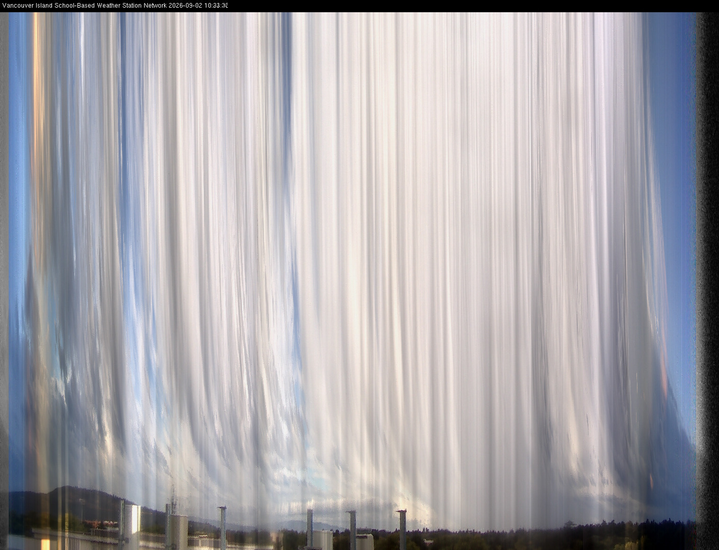 2026-09-02 image of the sky seen from UVic, each column of pixels is a different minute, keogram