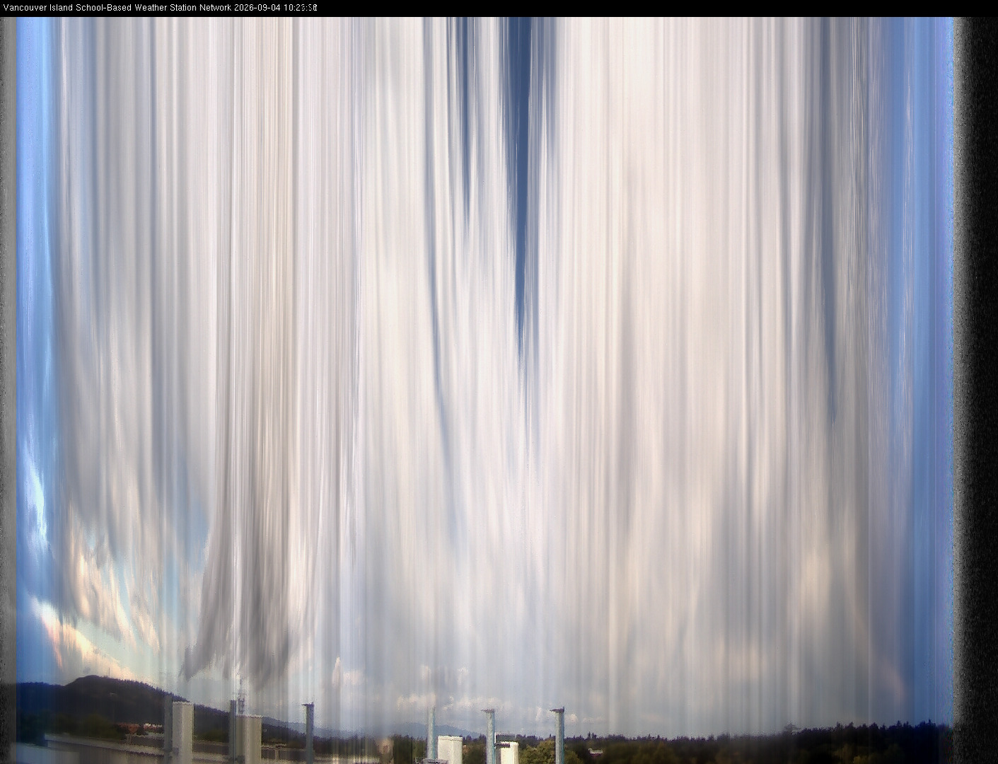 2026-09-04 image of the sky seen from UVic, each column of pixels is a different minute, keogram
