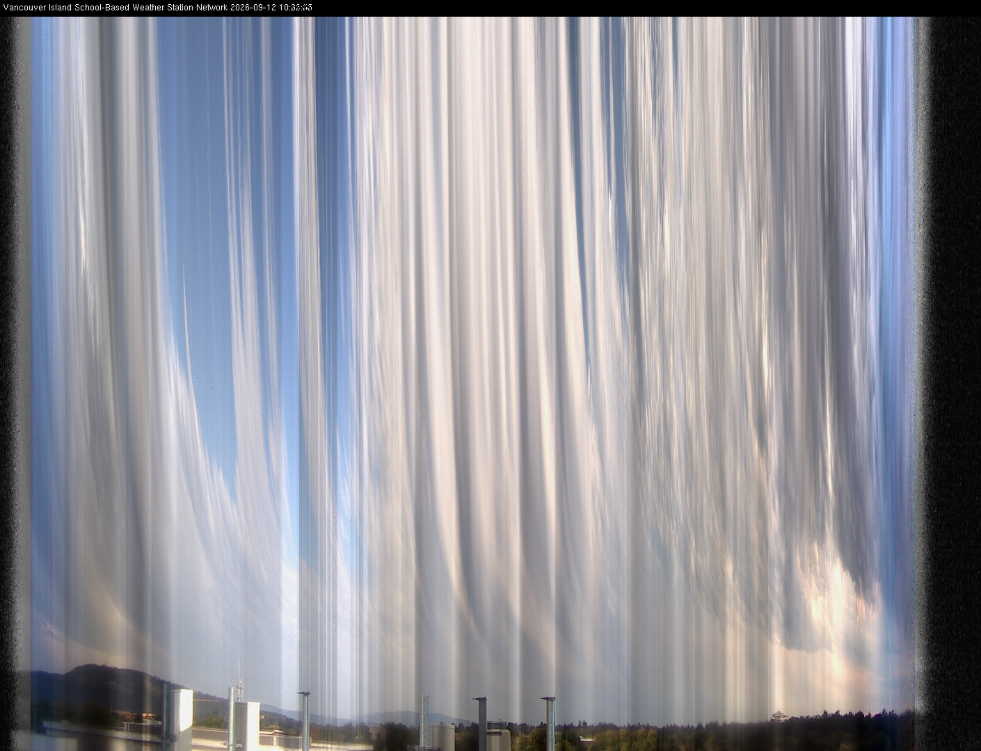 2026-09-12 image of the sky seen from UVic, each column of pixels is a different minute, keogram