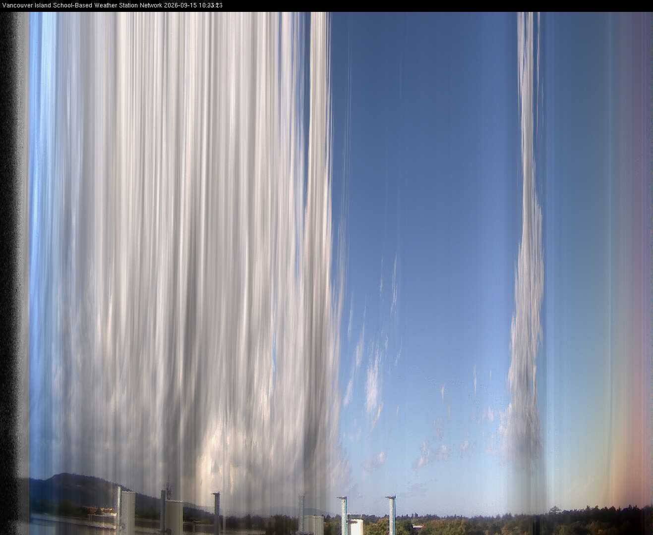 2026-09-15 image of the sky seen from UVic, each column of pixels is a different minute, keogram