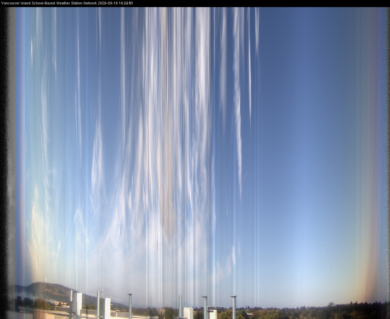 image of the sky seen from UVic, each column of pixels is a different minute, keogram