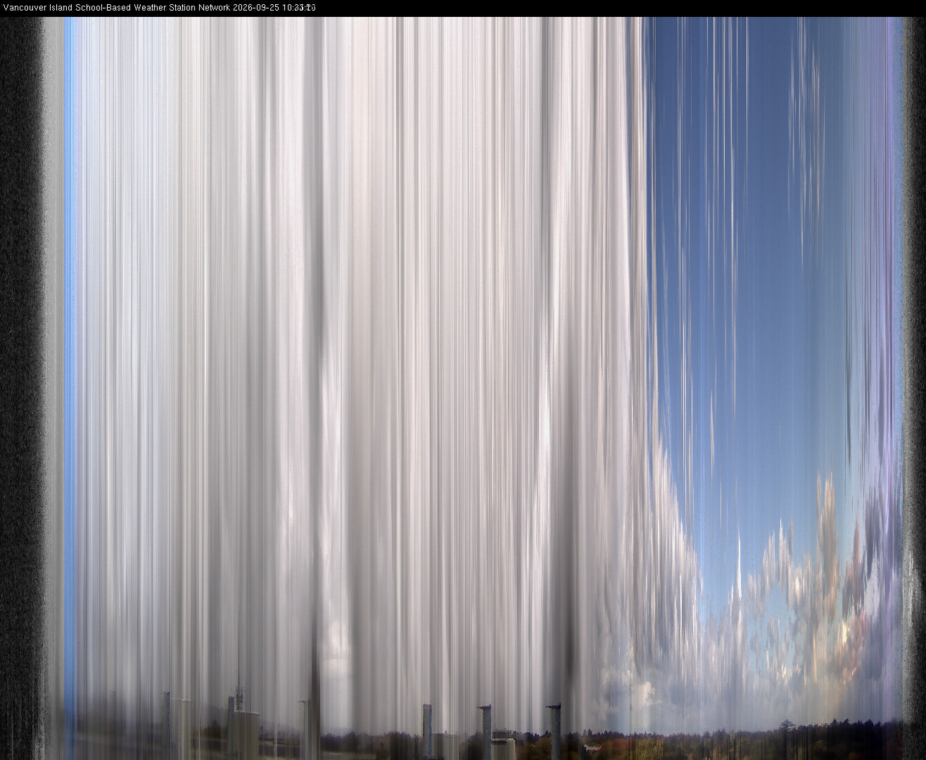 image of the sky seen from UVic, each column of pixels is a different minute, keogram