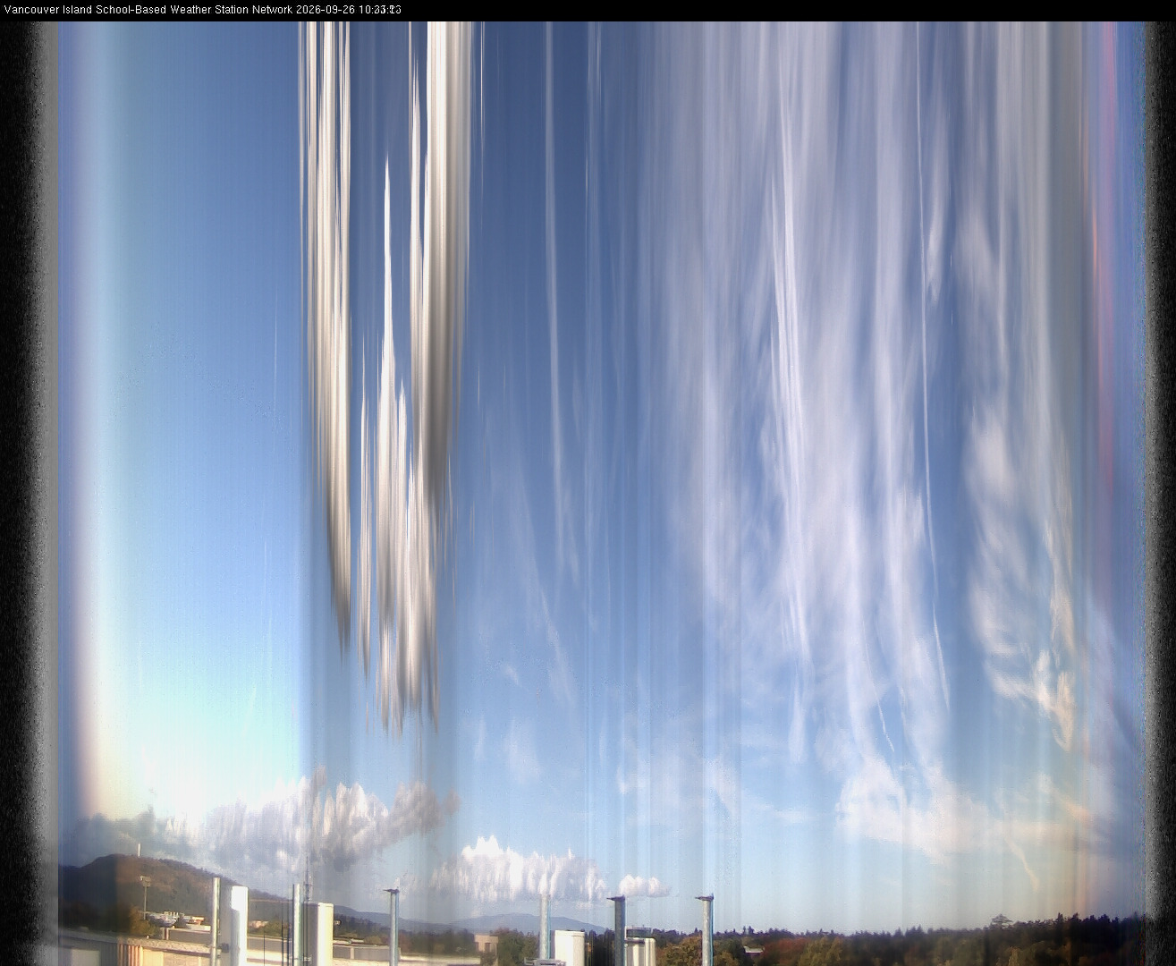 2026-09-26 image of the sky seen from UVic, each column of pixels is a different minute, keogram
