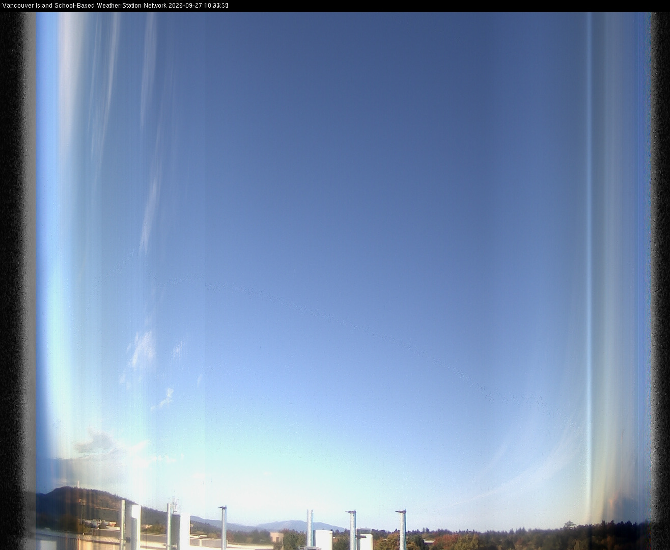image of the sky seen from UVic, each column of pixels is a different minute, keogram